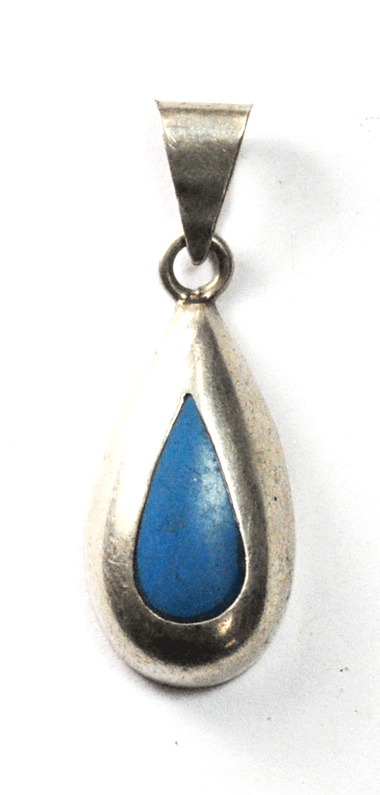 Sterling Mexico TM-286 Turquoise Dyed Howlite Teardrop 43mm x 16mm Pendant