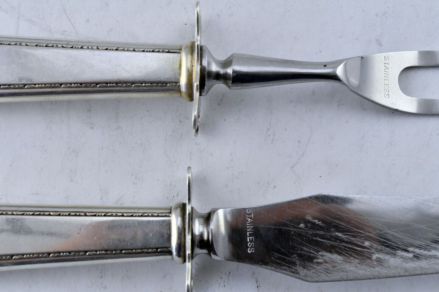 William & Mary by Lunt Sterling/Stainless Fork & 10 1/8" Knife Carving Set