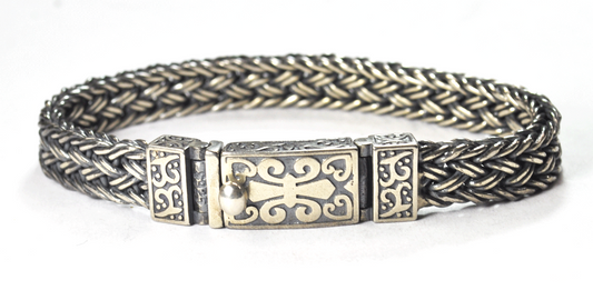 Sterling Heavy 11mm Wide Basket Weave Ornate Sand Cast Clasp Bracelet 9-1/4"