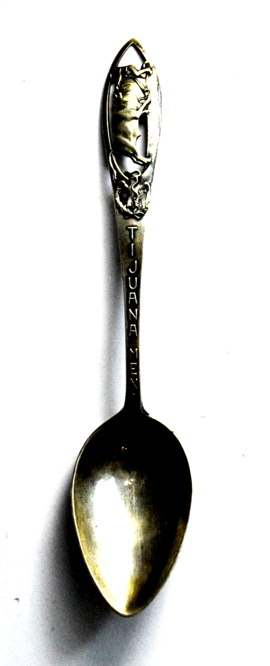 Sterling Charles Robbins Bull Fighting Tijuana Mexico Souvenir Spoon 5-1/8"