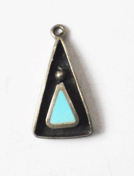 Sterling Light Blue Sleeping Beauty Turquoise Triangle Charm Pendant 12mm x 22mm