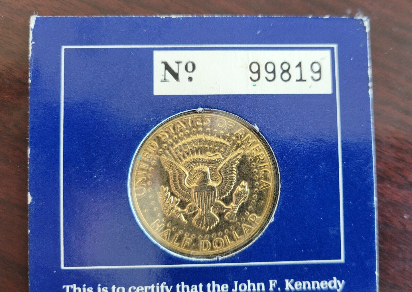 John F. Kennedy Half Double Dated 1960 1980 Covered in Pure 24K Gold Carded