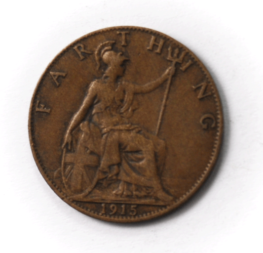 1915 1F Great Britain Farthing Bronze Coin