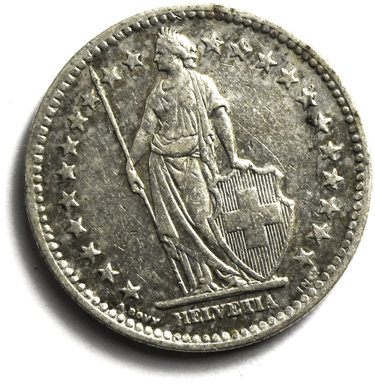 1944 B Switzerland Two 2 Francs KM# 24 Silver Coin