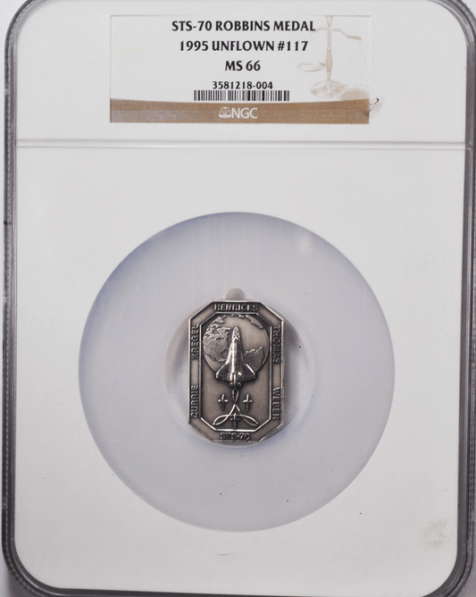 1995 STS-70 Robbins Silver Space Medal Unflown #117 NGC MS66 Discovery