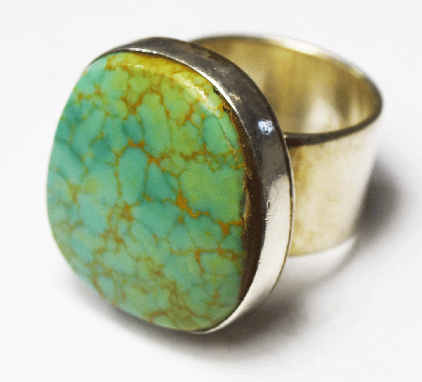 Sterling Larry M. Chavez Yellow Blue Turquoise Brown Matrix Ring 23mm Size 7