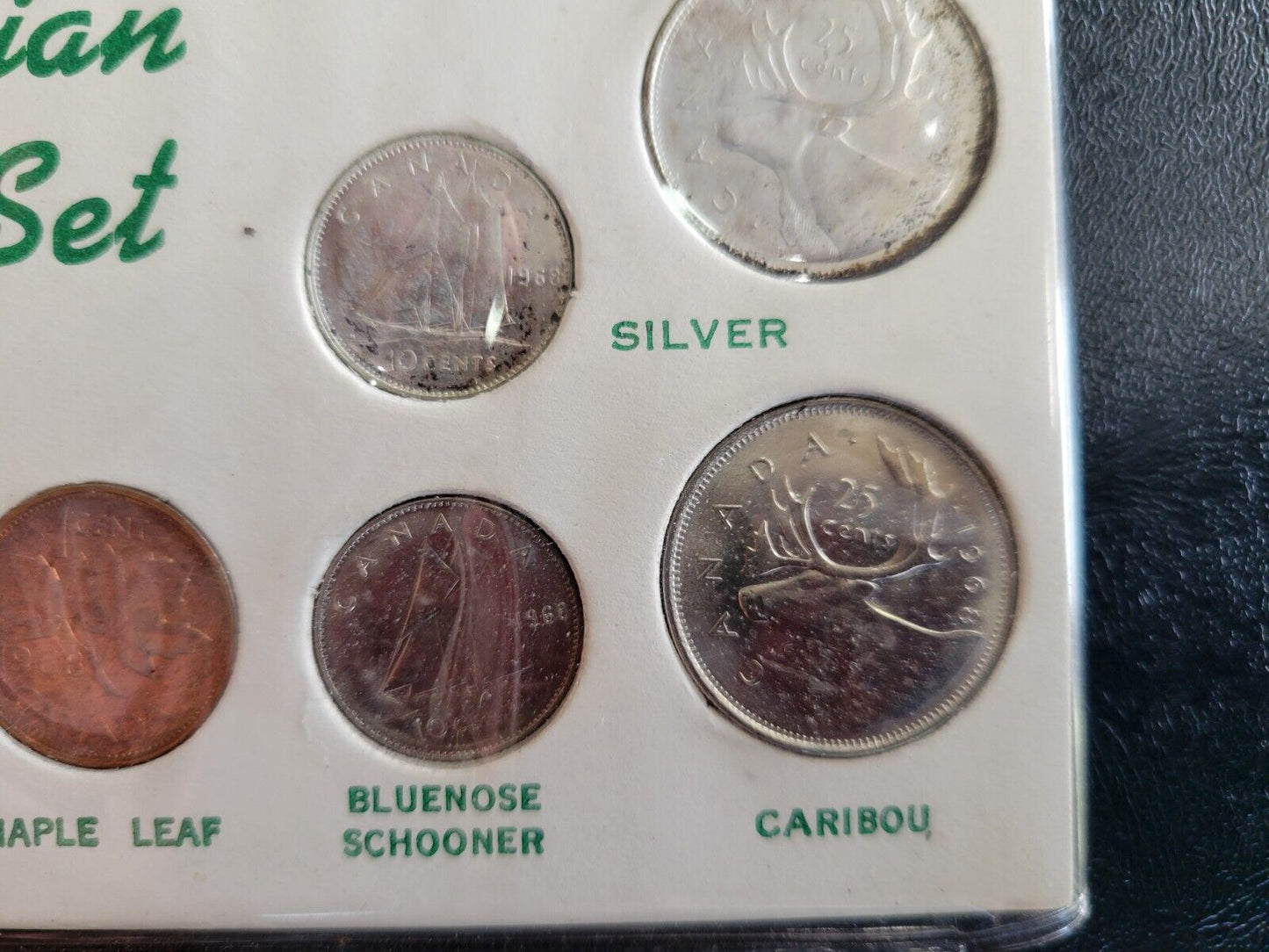 1968 CANADA 8 Coin Year Set in Cardboard Holder - 50% Silver Dime and Quarter