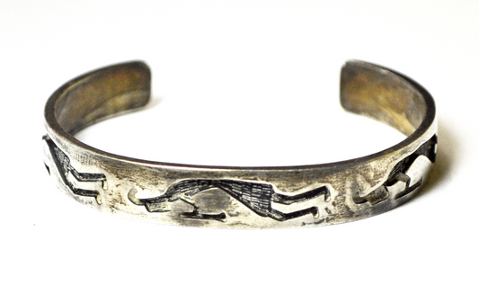 Sterling Silver Tony Kyasyousie Kokopelli Cuff Bracelet 10mm 7" Wrist