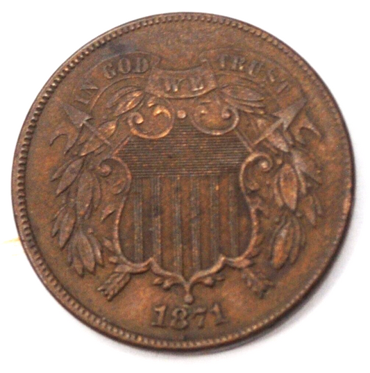 1871 2c Shield Two Cent Piece US Coin