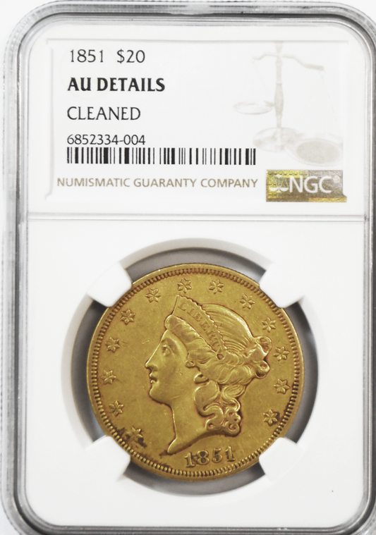 1851 $20 Liberty Head Double Eagle Gold Philadelphia NGC AU Details