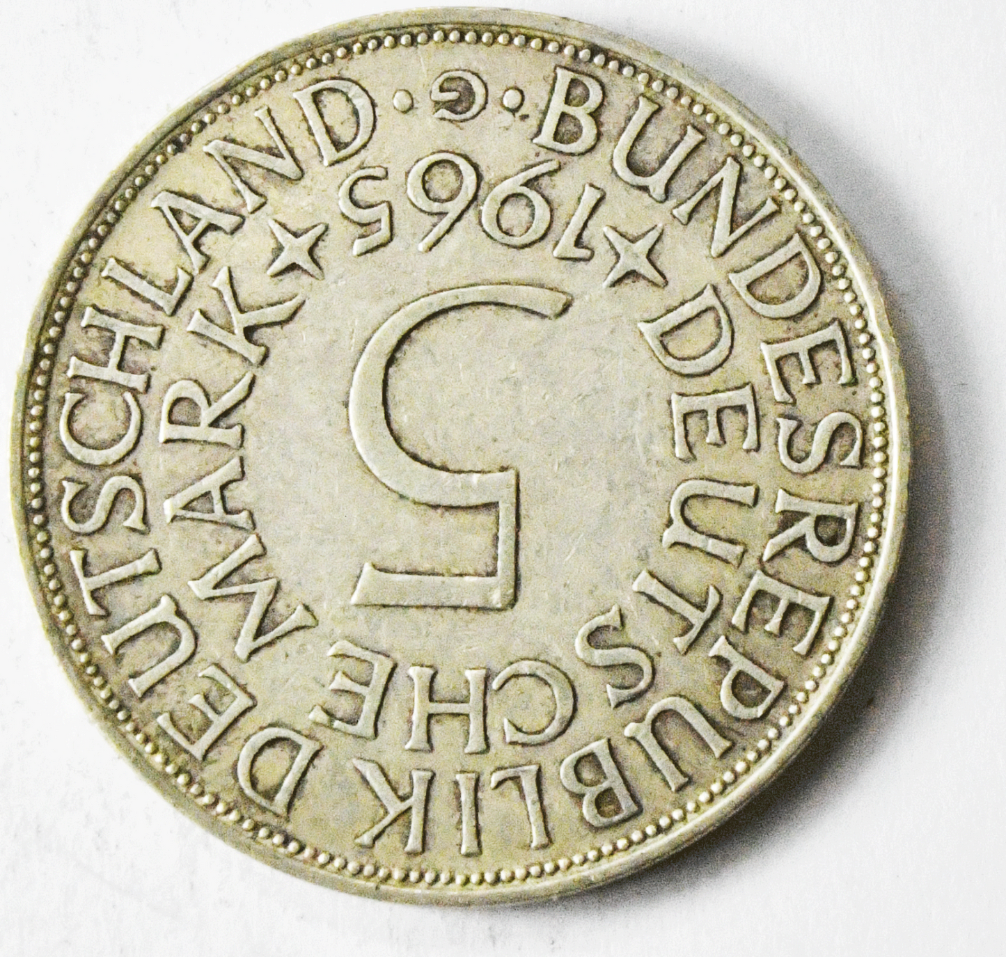 1965 G Germany Federal Republic 5 Five Mark Silver Coin KM# 112.1