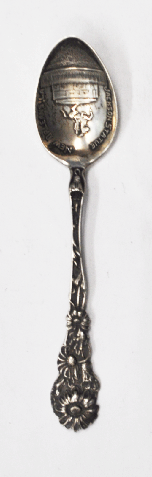 Sterling Paye & Baker Jackson Statue New Orleans LA Souvenir Spoon 4-1/4" Flower