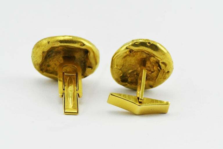 Handmade Poured Cast 18kt Yellow Gold Cufflinks Palm Tree Skull Llama Mountains