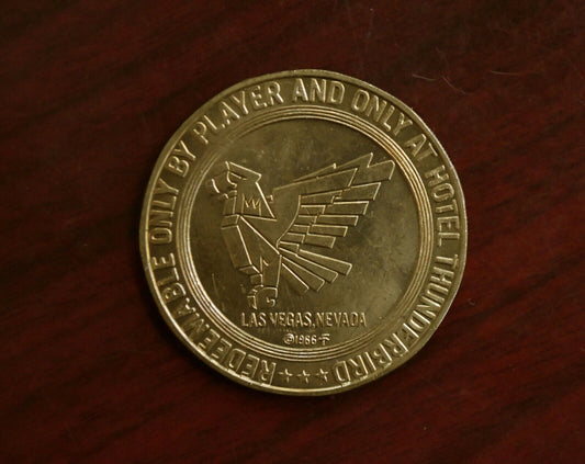 1966 Hotel Thunderbird Casino Token One Thunder Buck Las Vegas Nevada