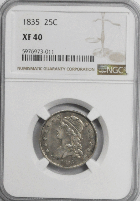 1835 25c Capped Bust Silver Quarter Dollar NGC XF40 Philadelphia