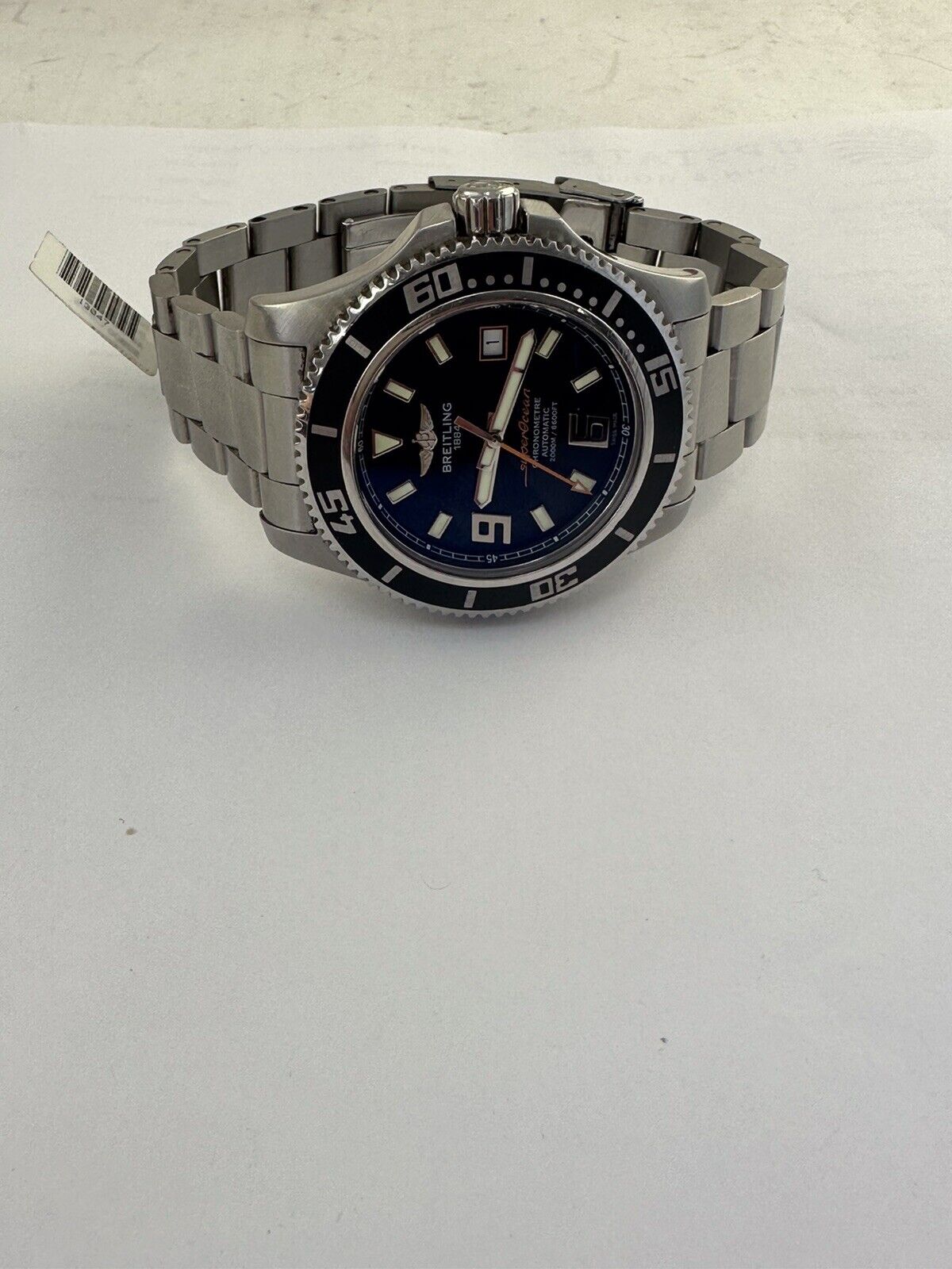 Breitling Super Ocean Automatic A17391  44m Stainless Orange & Black 8" Wrist