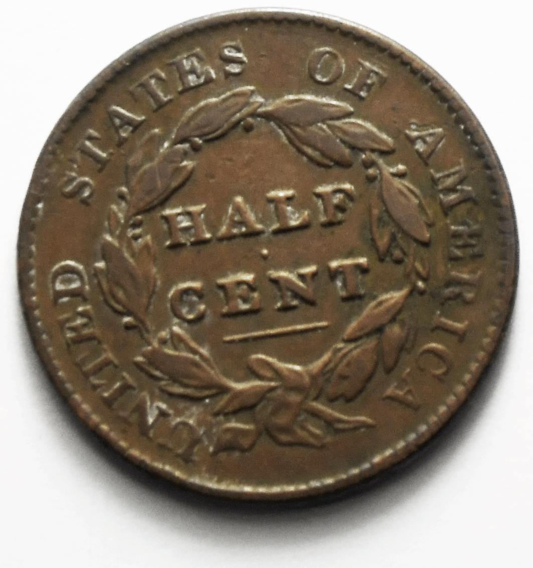 1828 1/2c Classic Head Half Cent US Coin Rare Philadelphia 13 Stars