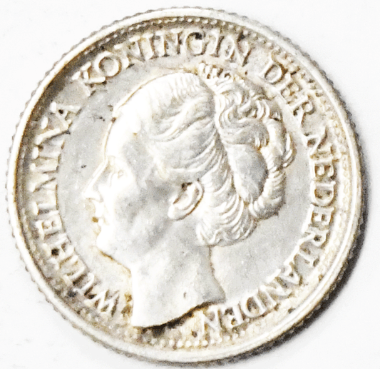 1943 P Curacao 10c Ten Cents Silver Coin KM# 37 Surinam