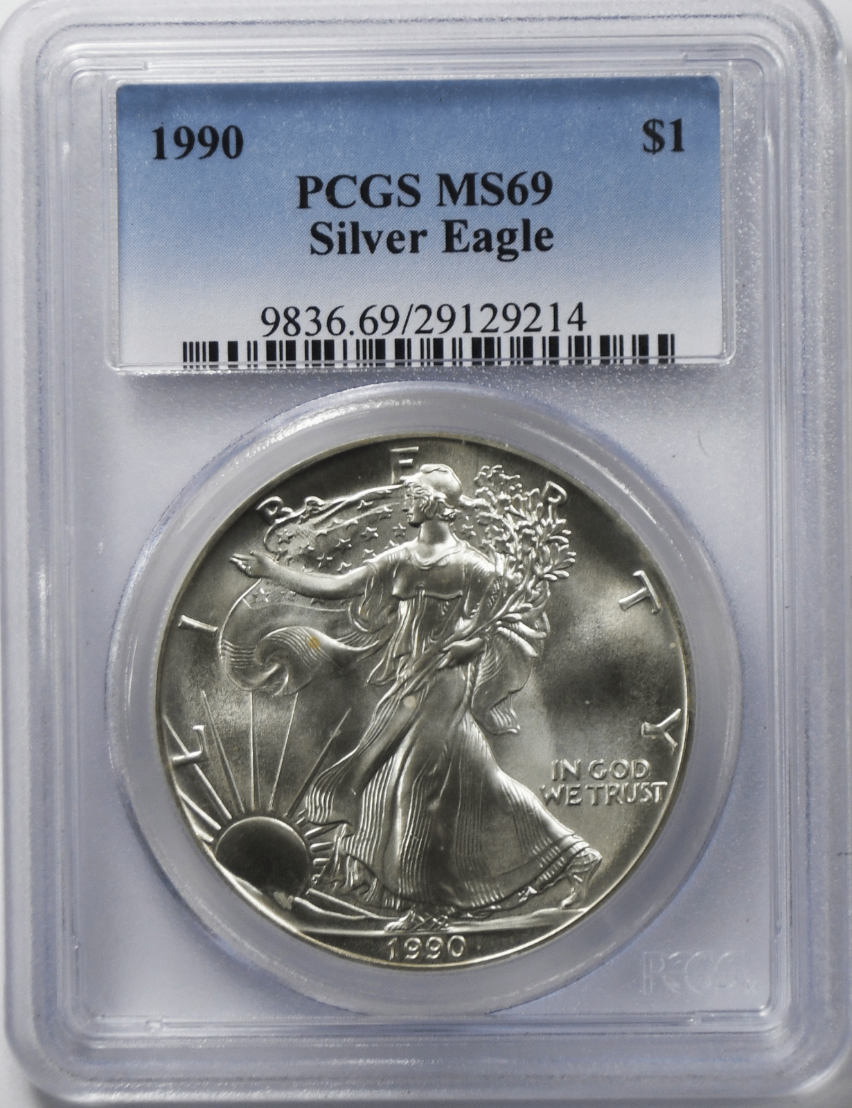 1990 $1 American Silver Eagle .999 Fine Silver One Ounce PCGS MS69