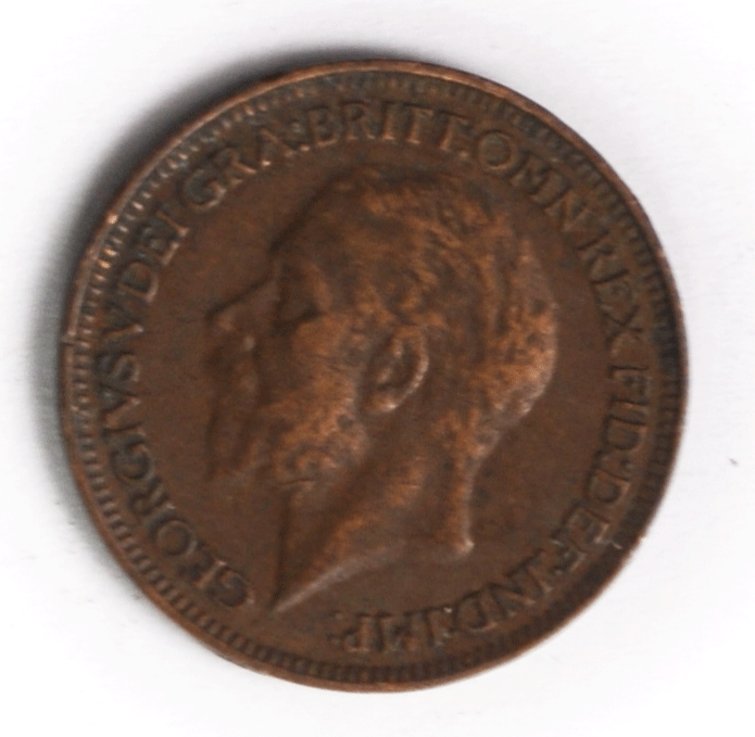 1930 1F Great Britain Farthing Bronze Coin