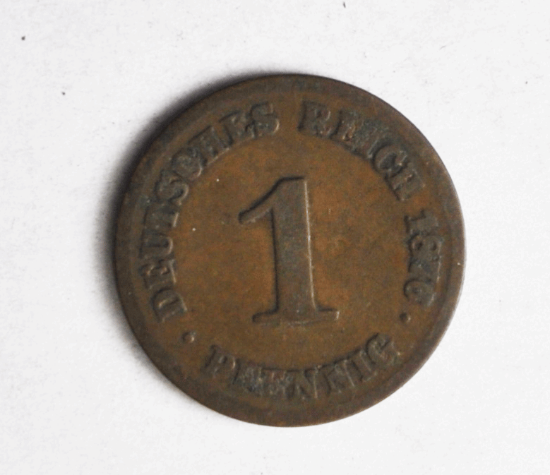 1876 C Germany Empire One Pfennig KM# 1 Copper Coin