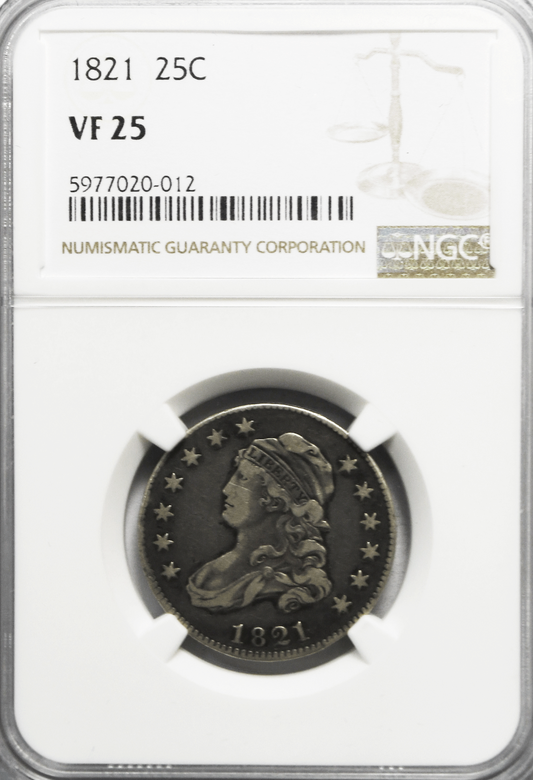 1821 25c Capped Bust Quarter Dollar Twenty Five Cents Philadelphia NGC VF25