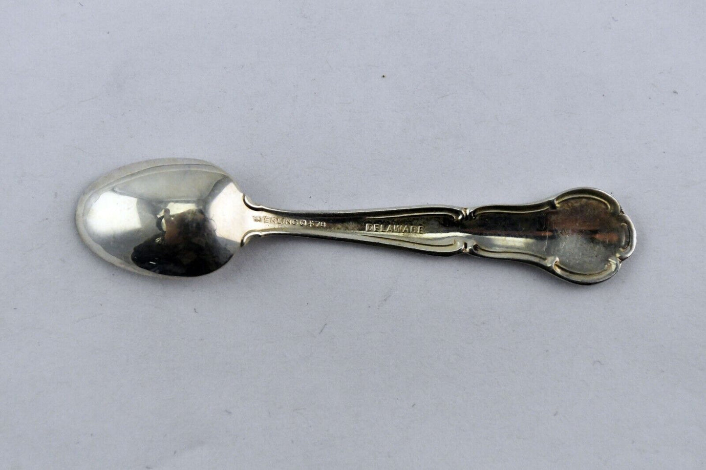 1978 Delaware Franklin Mint Official State Flower Sterling Salt Spoon 2 1/2"