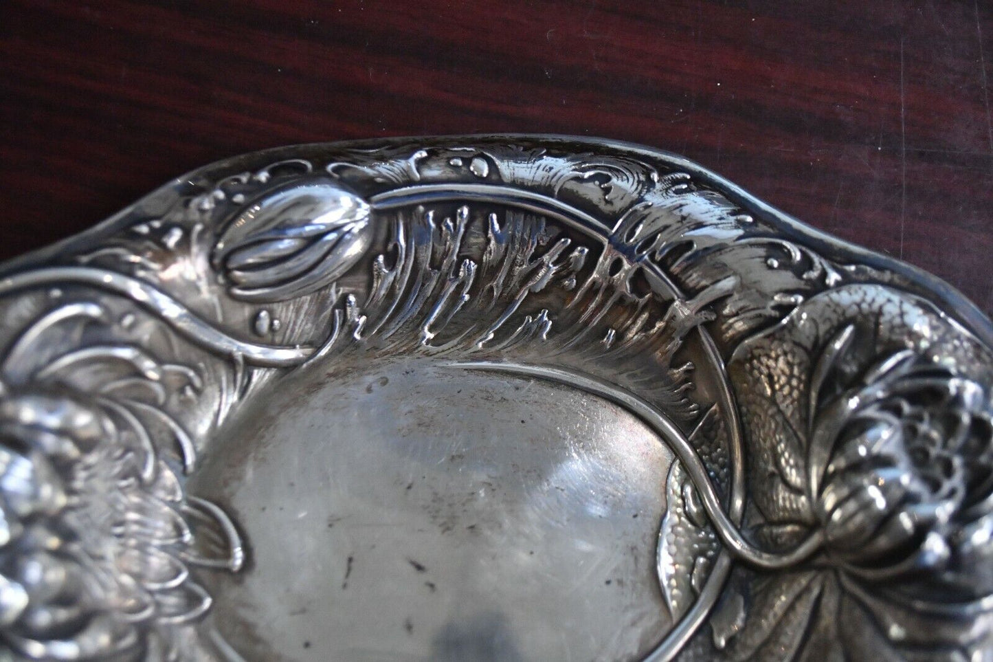 Wallace #647 Sterling Silver 6 3/4" x 5" Floral Scampi Dish 2.4 oz.