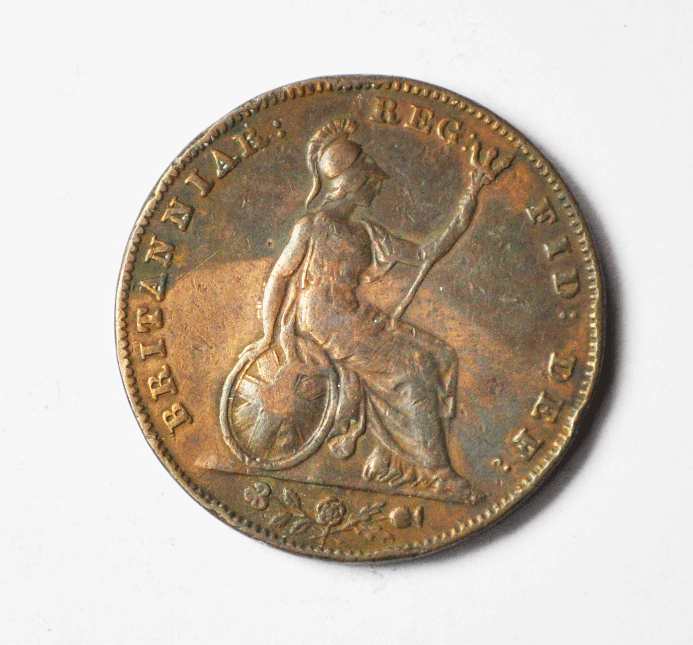 1841 1F Great Britain Farthing Copper Coin KM#725 Rare