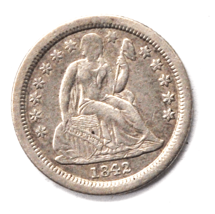 1842 O 10c Seated Liberty Silver Dime Ten Cents New Orleans XF