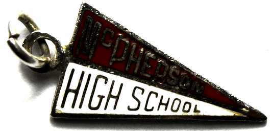 Sterling McPherson High School Kansas Red Enamel Pennant Charm 19mm x 9mm