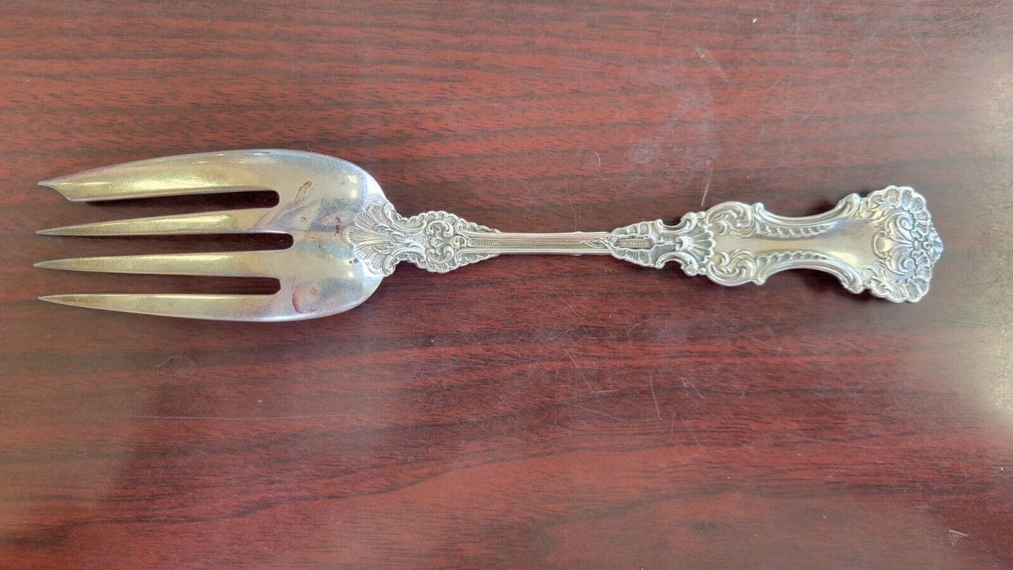 Pompadour By Whiting Sterling 7 1/2" Small Cold Meat Serving Fork 1.88oz