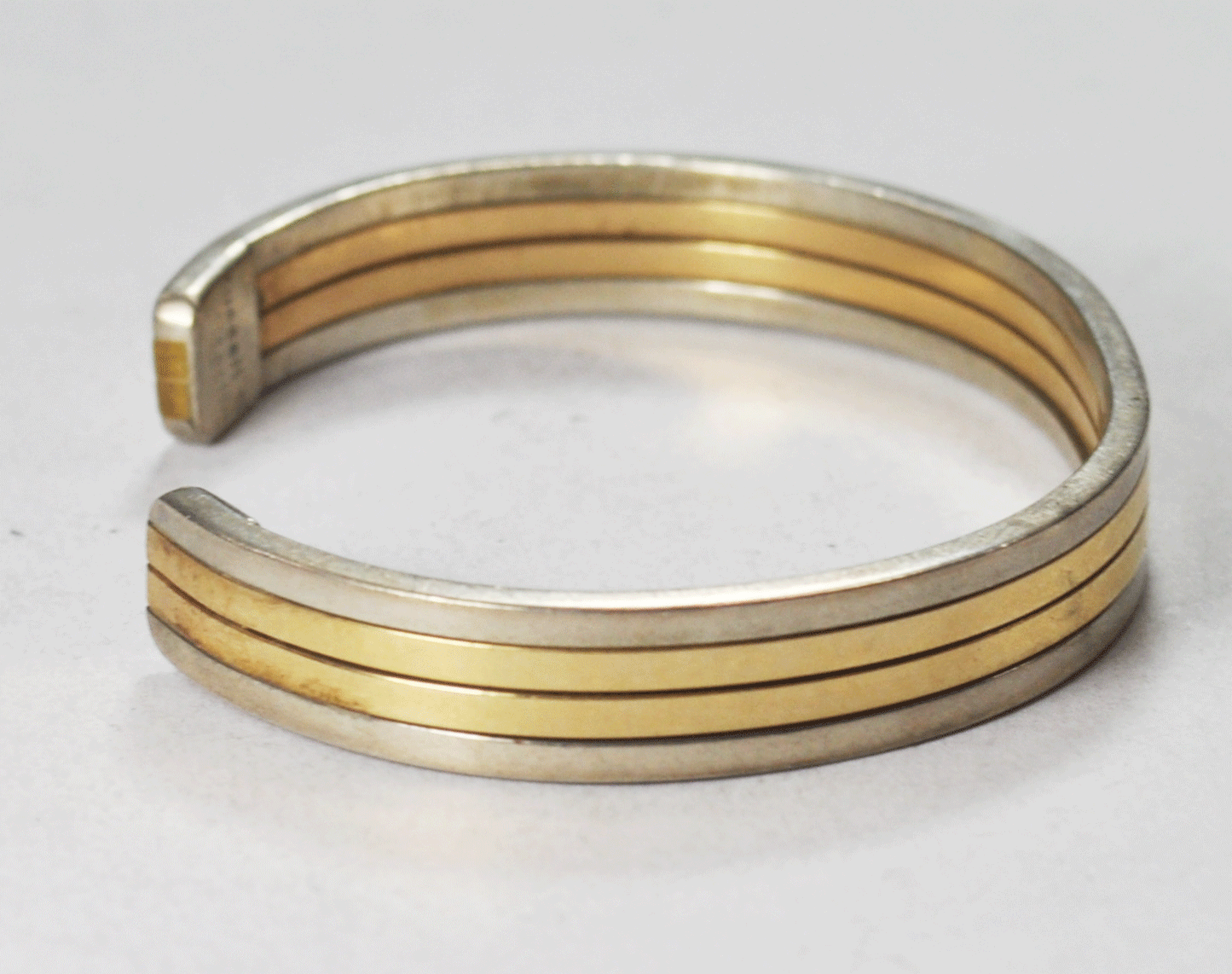 Sterling Silver & Gold Filled Russel Sam 4 Bar Cuff Bracelet 8mm 5-7/8"