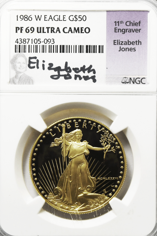 1986 W $50 American Gold Eagle 1oz Proof NGC PF69 Ultra Cameo Elizabeth Jones