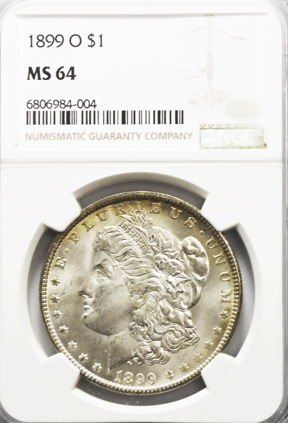 1899 O $1 Morgan Silver Dollar MS64 NGC New Orleans Orange Toned Reverse