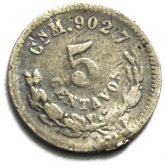 1888 Cn M Mexico Second Republic Five 5 Centavos KM# 398.2 Silver Coin