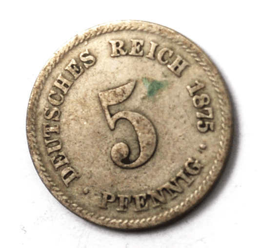 1875 C Germany Empire 5 Five Pfennig Copper Nickel Coin KM# 3