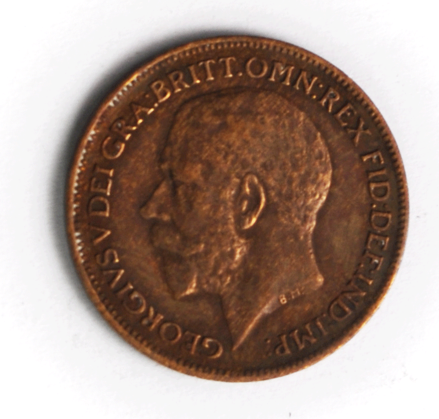 1922 1F Great Britain Farthing Bronze Coin