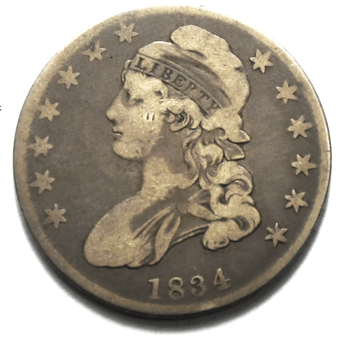 1834 Large Date Small Letter 50c Capped Bust Silver Half Dollar Fifty Cents