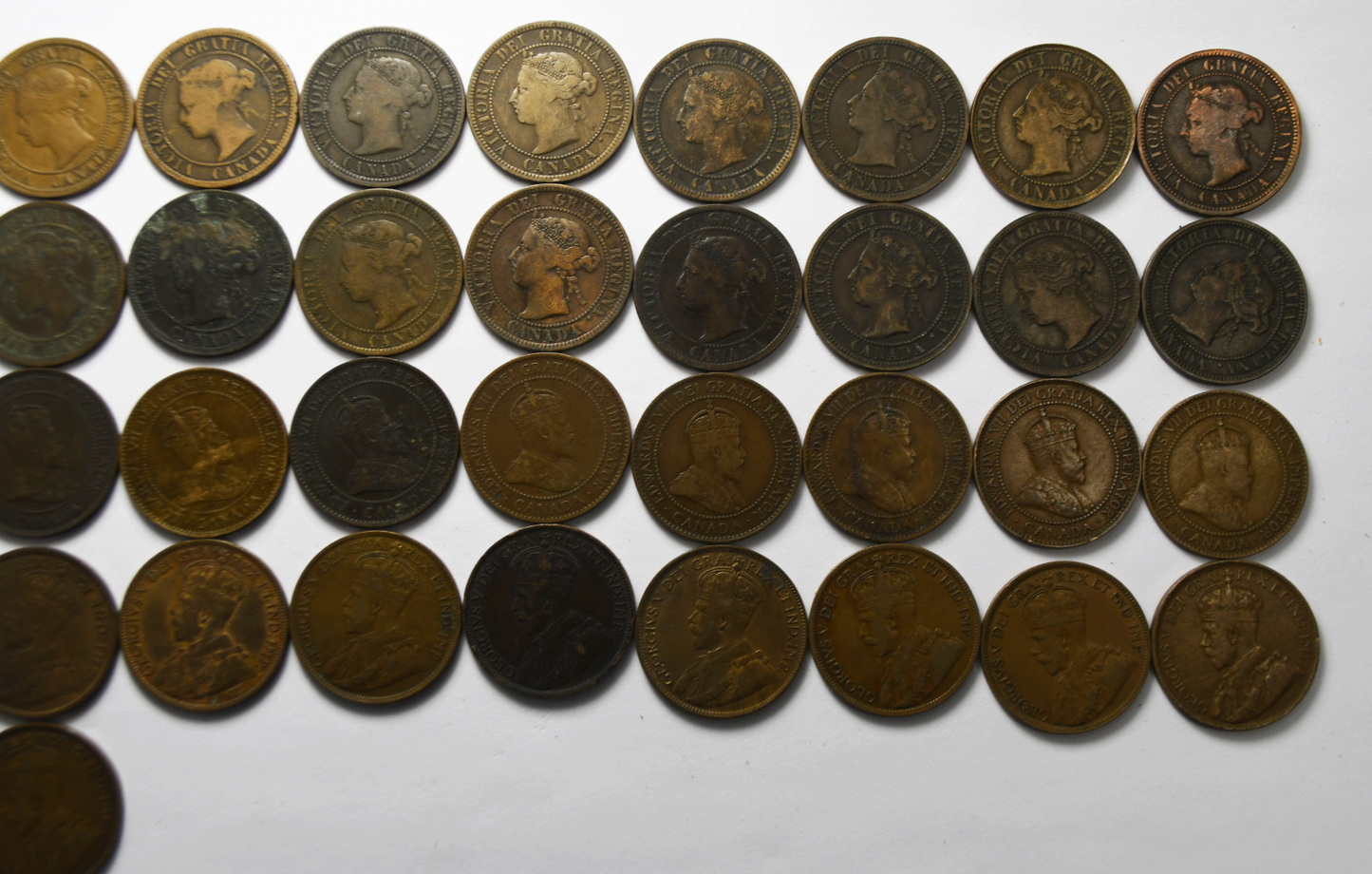 1859-1920 1c Canada Large Cents Collection No Duplicates 38 Coins  Bronze