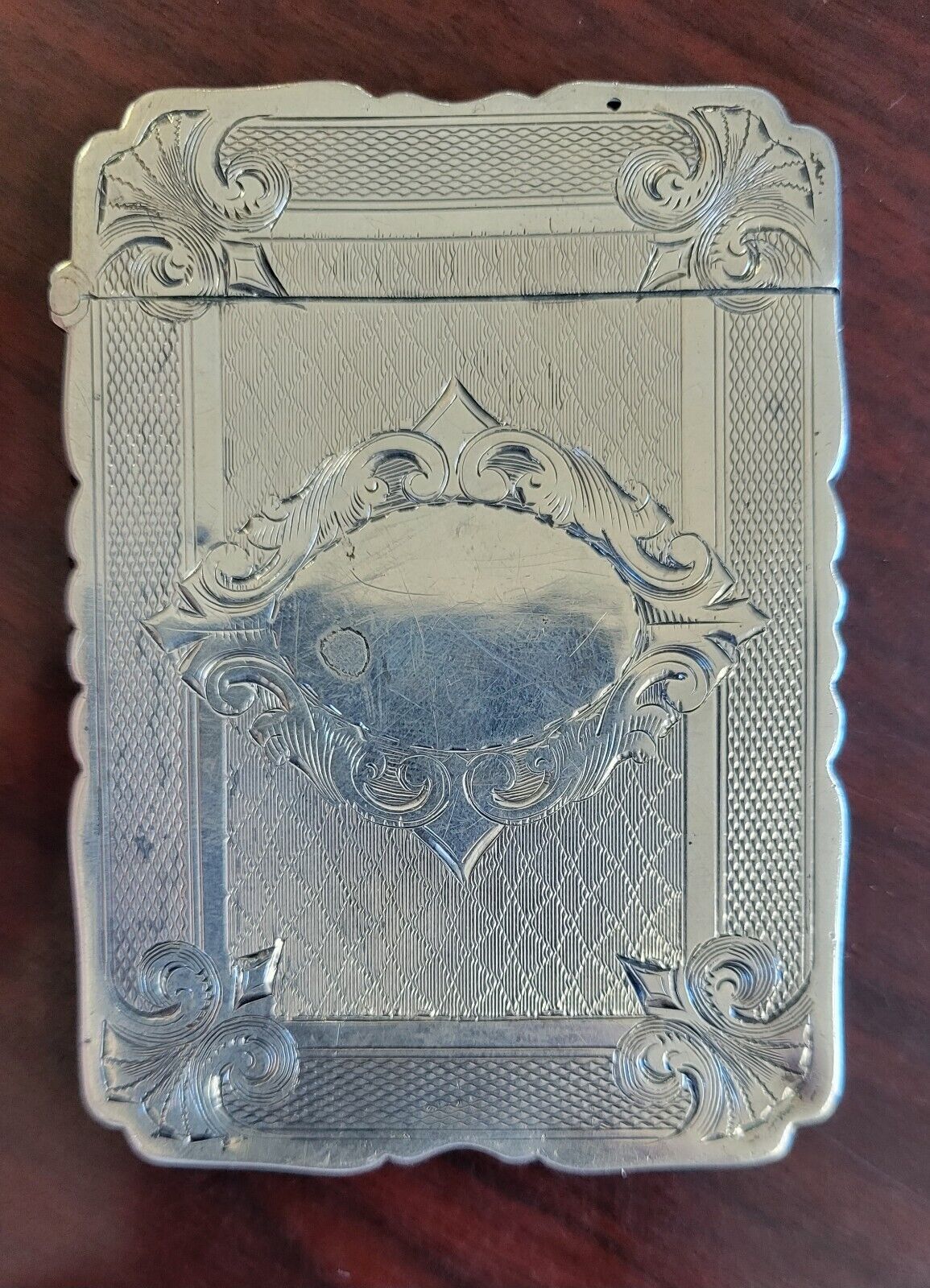 Deco Vintage. 900 Fine Silver Business Calling Card Holder Hinged Top 1.6oz