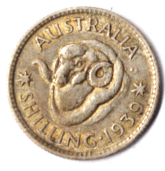 1939 Australia Silver One Shilling Coin KM# 39