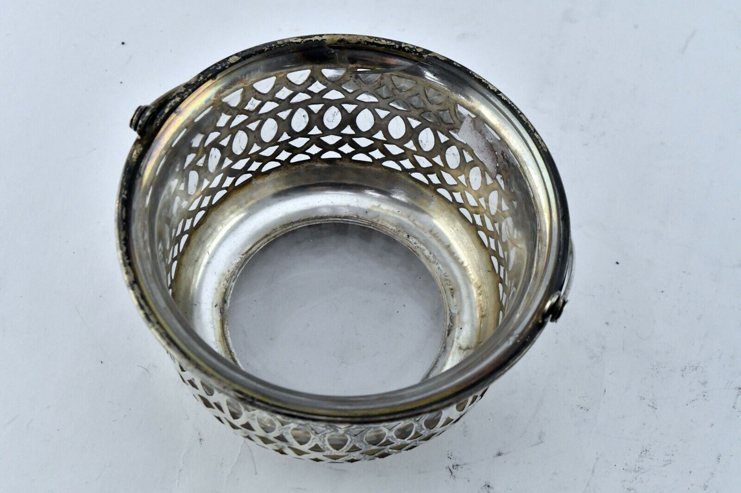 Webster Sterling Silver Basket with Glass Liner 2 1/4" H x 3 1/2" W 1.6oz.