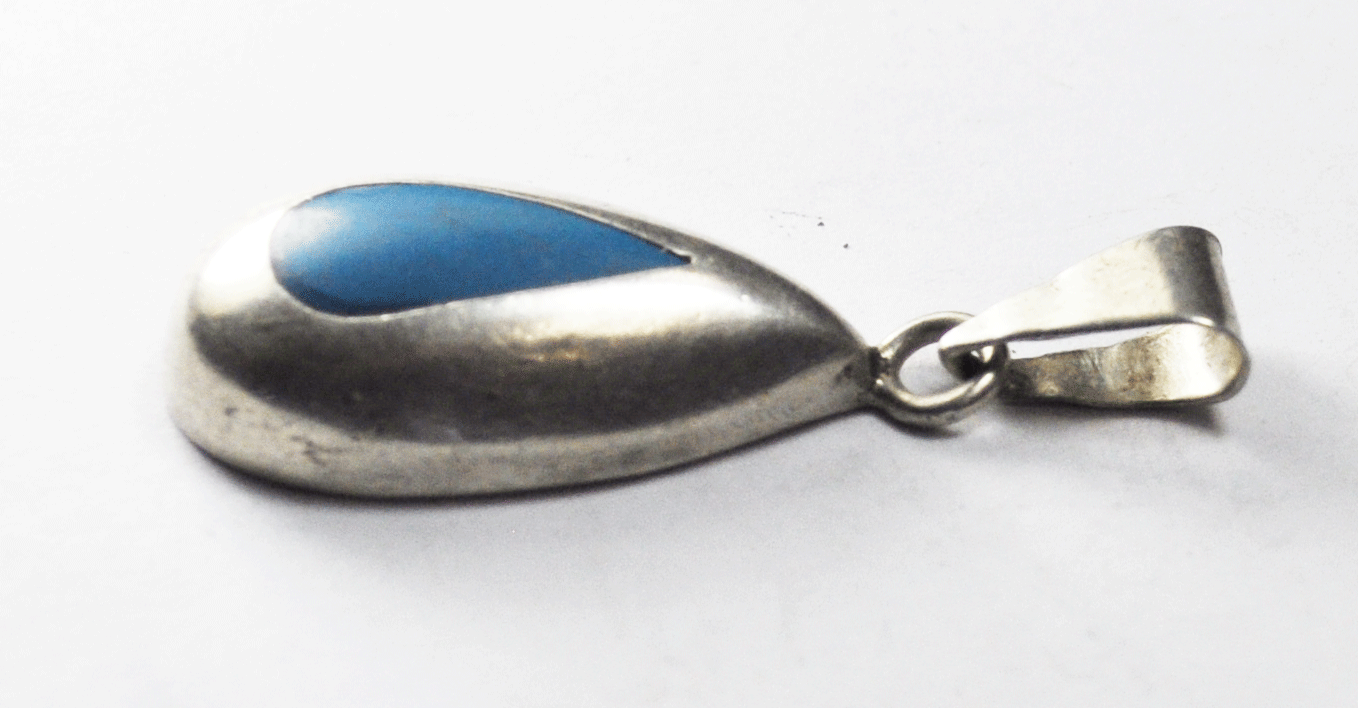 Sterling Mexico TM-286 Turquoise Dyed Howlite Teardrop 43mm x 16mm Pendant