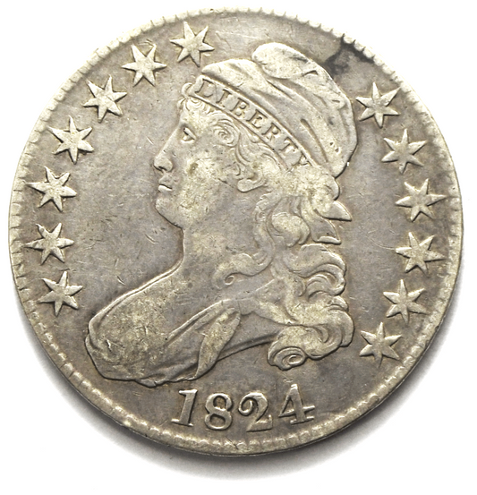 1824 50c Capped Bust Silver Half Dollar Fifty Cents US Rare O-107