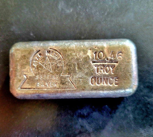 1970s Star Metals 10.46oz Silver Poured Bar .999 Fine