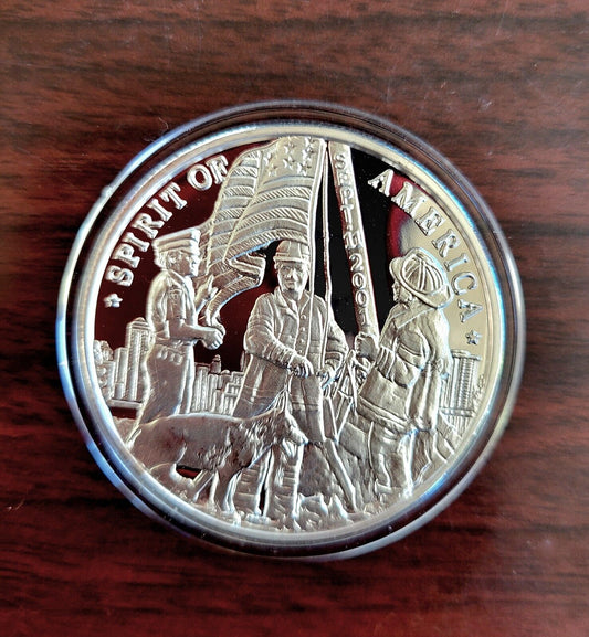 1oz Proof .999 Fine "Spirit of America, 9/11" Commemorative Silver Round