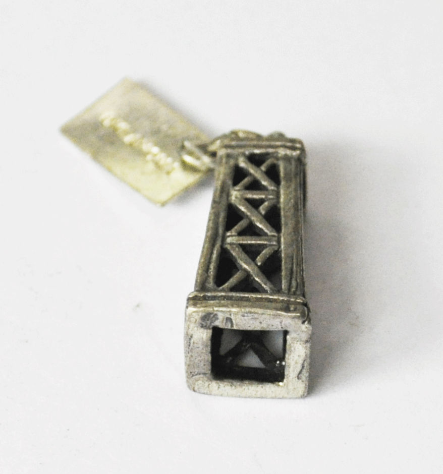 Sterling Bell Trading Oklahoma Oil Derrick Tower Tag Charm 20mm x 8mm