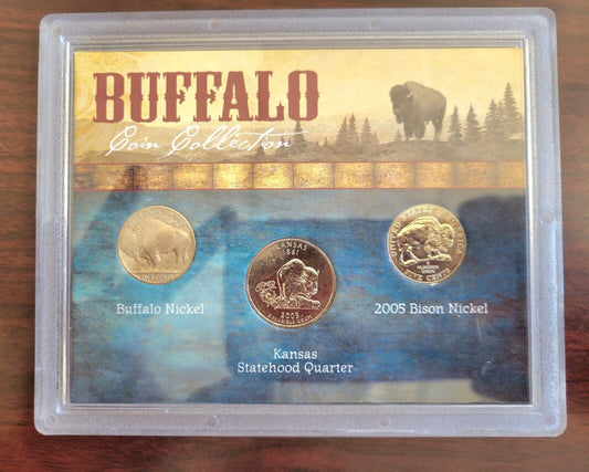 Buffalo Coin Collection Buffalo Nickel,Statehood Quarter, and Bison Nickel