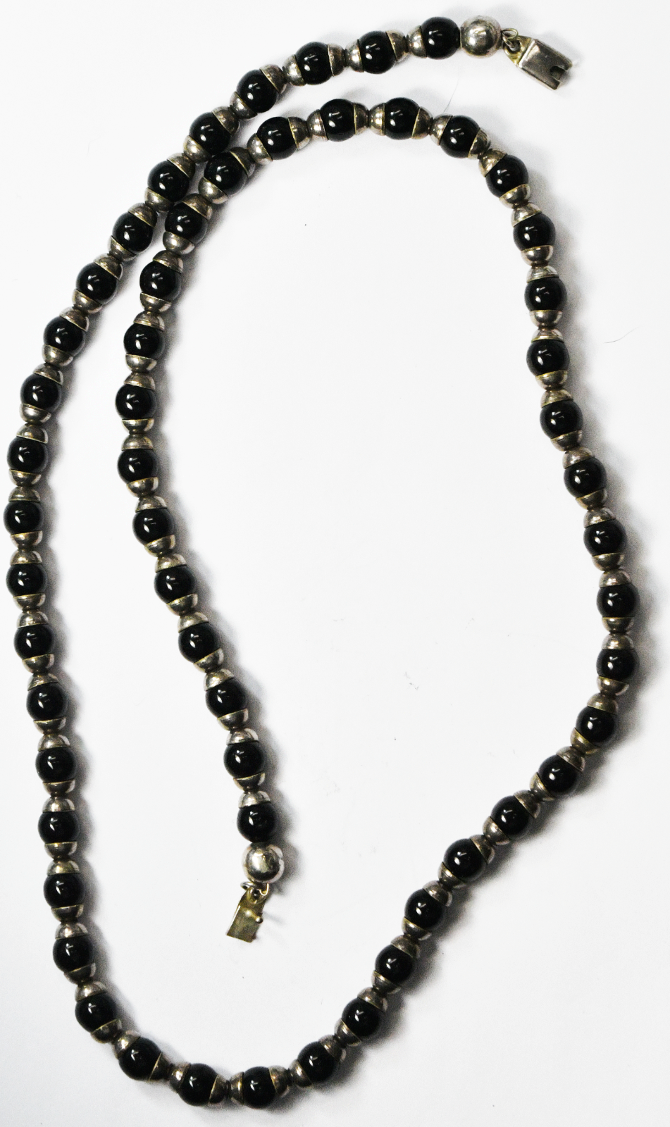 Sterling Silver Black Onyx 8mm Round Bead 27" Necklace